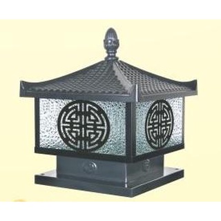 Đèn trụ cổng nắp nhôm đúc, thân thép phi 300