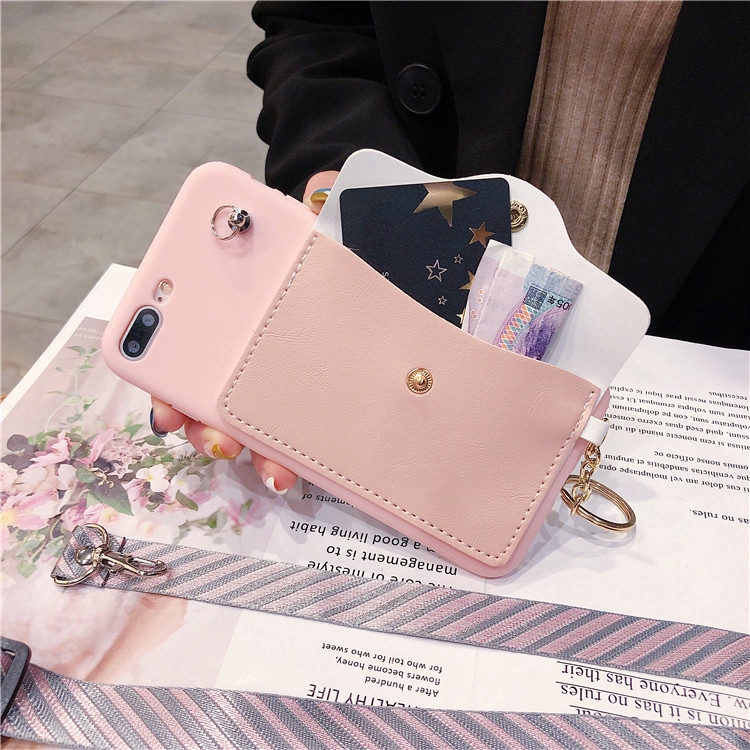 Ốp điện thoại Pocket Card soft with strap Phone Case cho xiaomi poco m3 X3 NFC X2 mi A1 A2 A3 MI note 10 LITE 10T pro 9T phone cover