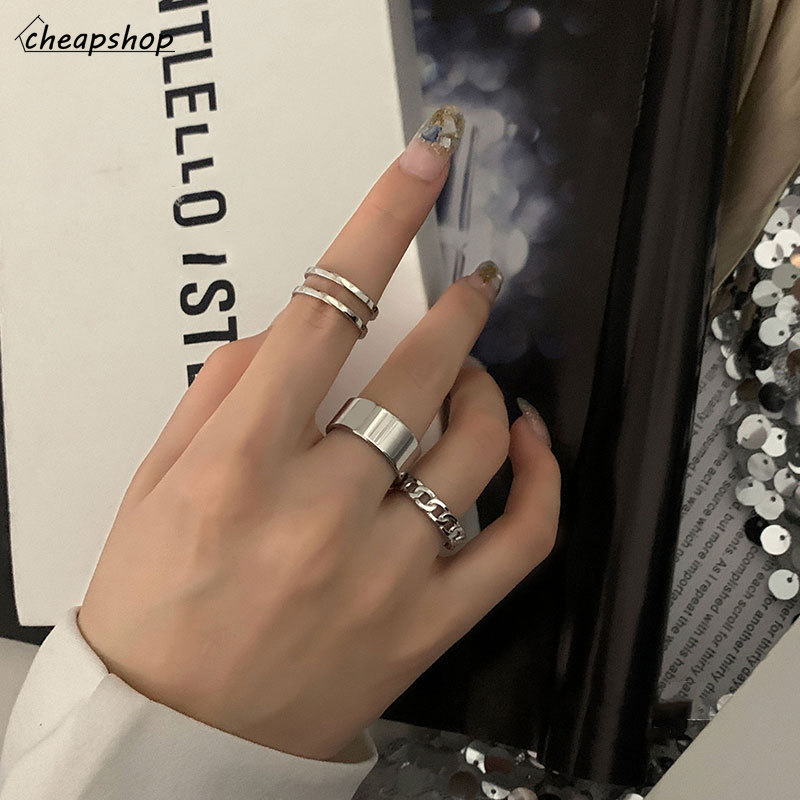 iF YOU Bộ 3 Nhẫn Bạc Thiết Kế Đơn Giản Phong Cách Hàn Quốc Cho Nữ