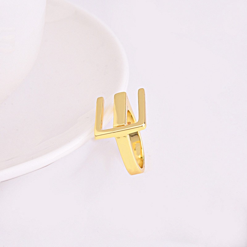 Nhẫn mạ vàng 18k dạng hình học phong cách Âu Mỹ thanh lịch cho nữ