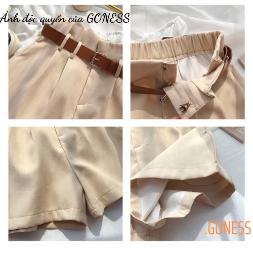 Quần short nữ Goness cạp cao chất vải vintex cao cấp có kèm đai mặc tôn dáng | BigBuy360 - bigbuy360.vn