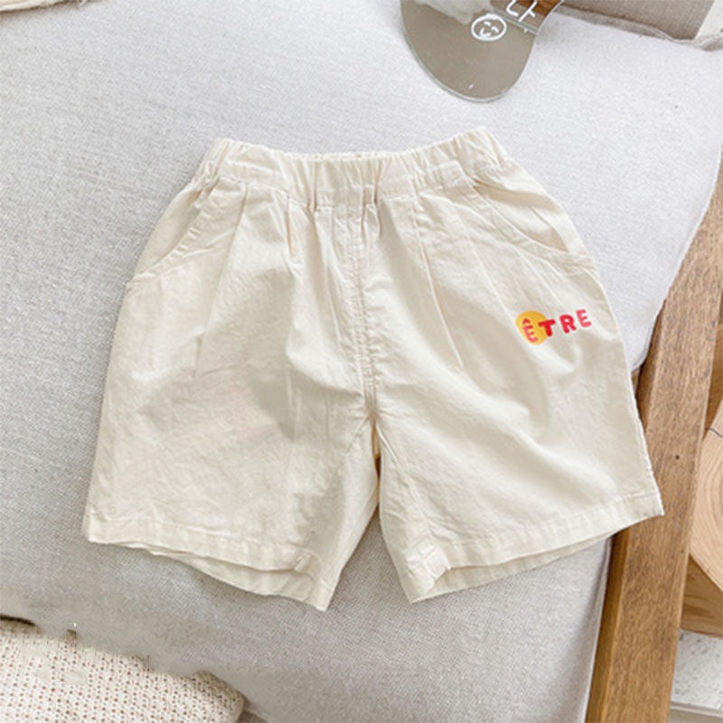 [Babycat] Hàng Có Sẵn Quần Short Cotton Mỏng Màu Trơn In Hình Phong Cách Nhật Hàn Cổ Điển Thời Trang Mùa Hè Cho Bé Trai