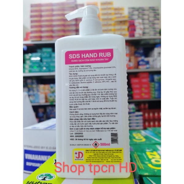 SDS HAND RUB dung dịch cồn khử khuẩn, sát khuẩn tay khô 500ml