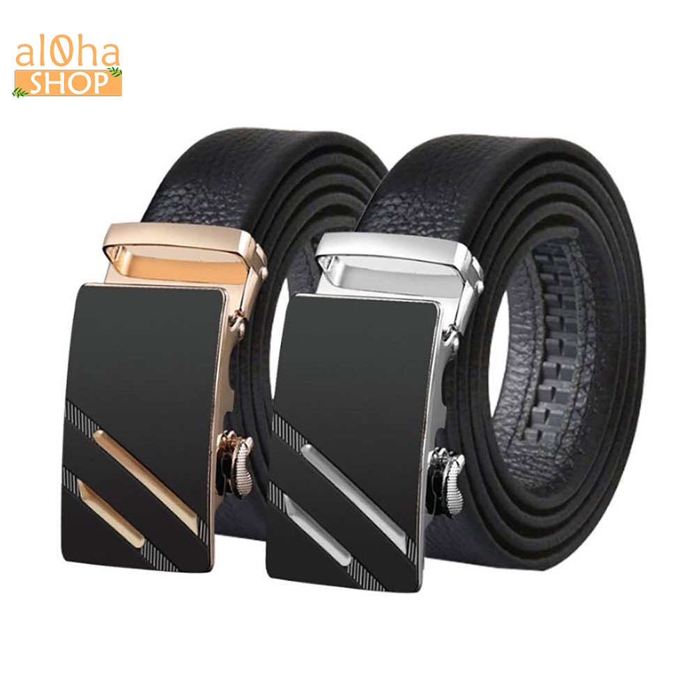 Thắt lưng da nam cao cấp Basic khoá tự động phong cách thời trang Hàn - al0ha Shop