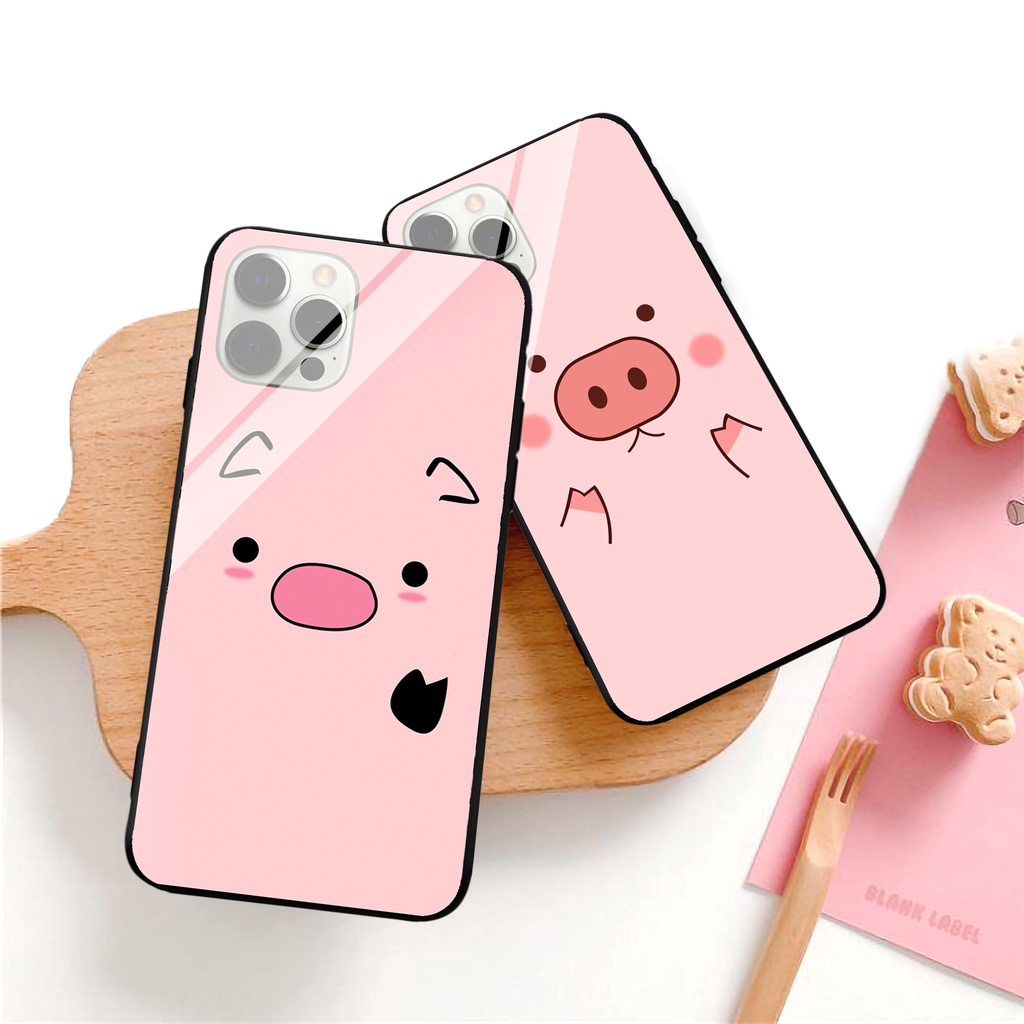 Ốp kính iphone heo con cho iphone 13 12 pro max mini 11 14 pro max plus x r xs max 7 8 plus 6 s plus se 2020