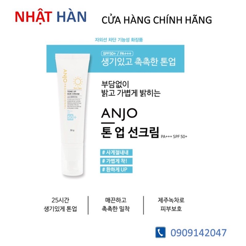 Date 6/2024] Kem Chống nắng ANJO SPF50 PA++++ Tone Up Suncream Jeju Grean Tea Sun care Profession