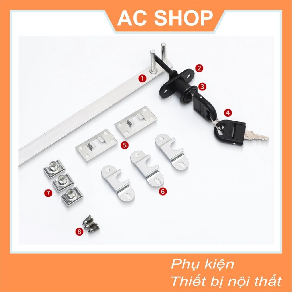 Khóa ngăn kéo dàn ba học kéo - hợp kim nhôm chìa nhựa - SHOP THỢ