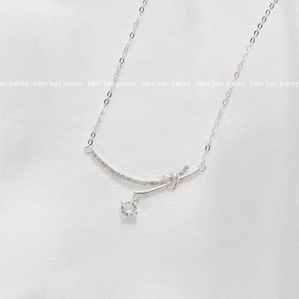 Dây chuyền bạc nữ PANSY mặt nụ cười có nút thắt trái tim, vòng cổ nữ bạc đẹp Twist Love