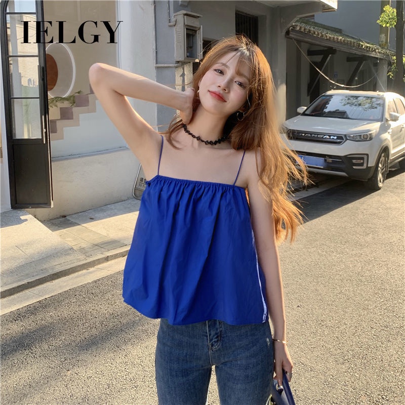 Áo hai dây IELGY dáng ngắn phong cách Hàn Quốc quyến rũ cho nữ