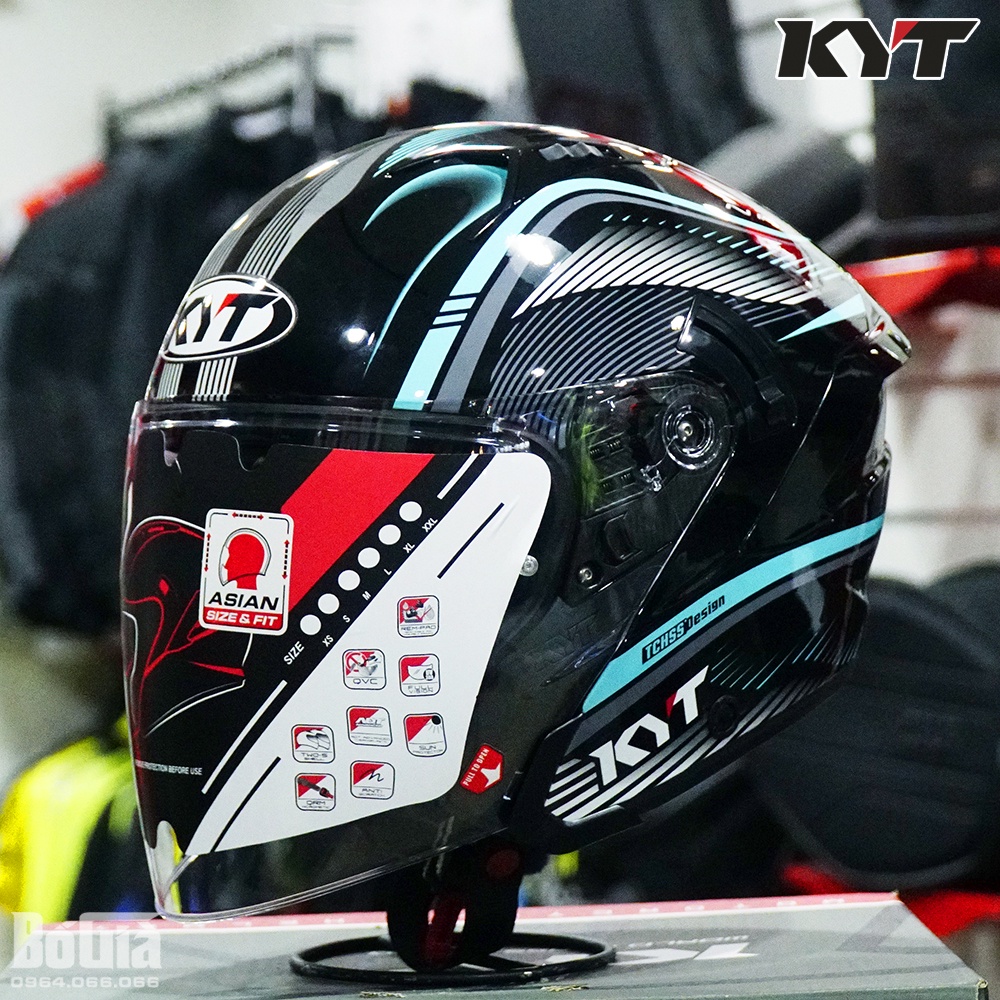 Nón 3/4 KYT NFJ Radar Aqua Blue