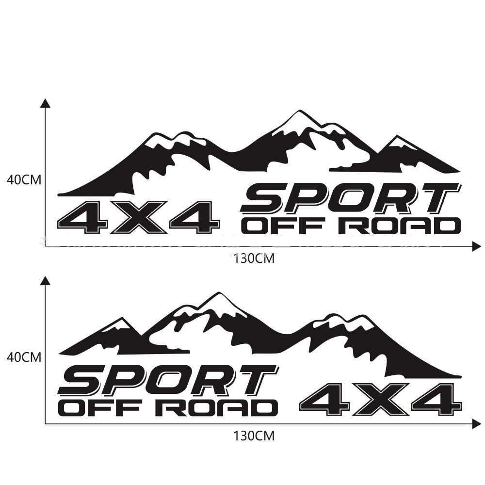 Tem Decal 4x4 Sport Và Ngọn Núi Dán Trang Trí Xe ô Tô Bán Tải Ms-251