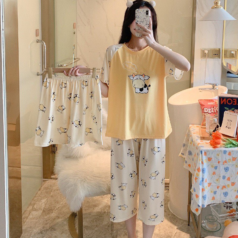 [SẴN]SET ĐỒ MẶC Ở NHÀ 3 MÓN, ĐỒ NGỦ QUẦN NGẮN VÀ LỬNG QUẢNG CHÂU, HỌA TIẾT DỄ THƯƠNG, THOÁNG MÁT, THOẢI MÁI | BigBuy360 - bigbuy360.vn