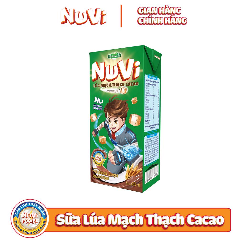 Thùng 48 hộp NuVi TU Sữa Lúa Mạch Cacao Có Thạch Hộp 170 ml/hộp