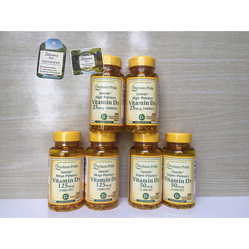 Vitamin D3 1000IU, 2000IU, 5000IU  Puritan's Pride - Tăng Khả Năng Hấp Thu Calci Vào Cơ Thể | Thế Giới Skin Care