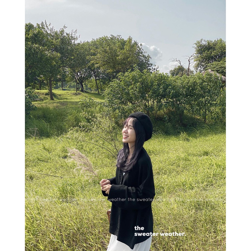 Áo khoác cardigan len trơn oversize | BigBuy360 - bigbuy360.vn
