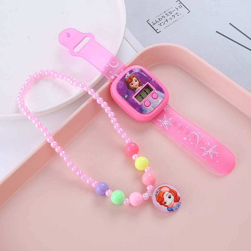 Set Đồng Hồ Đeo Tay Và Vòng cổ Mặt Công Chúa Elsa Xinh Xắn Cho Bé Gái