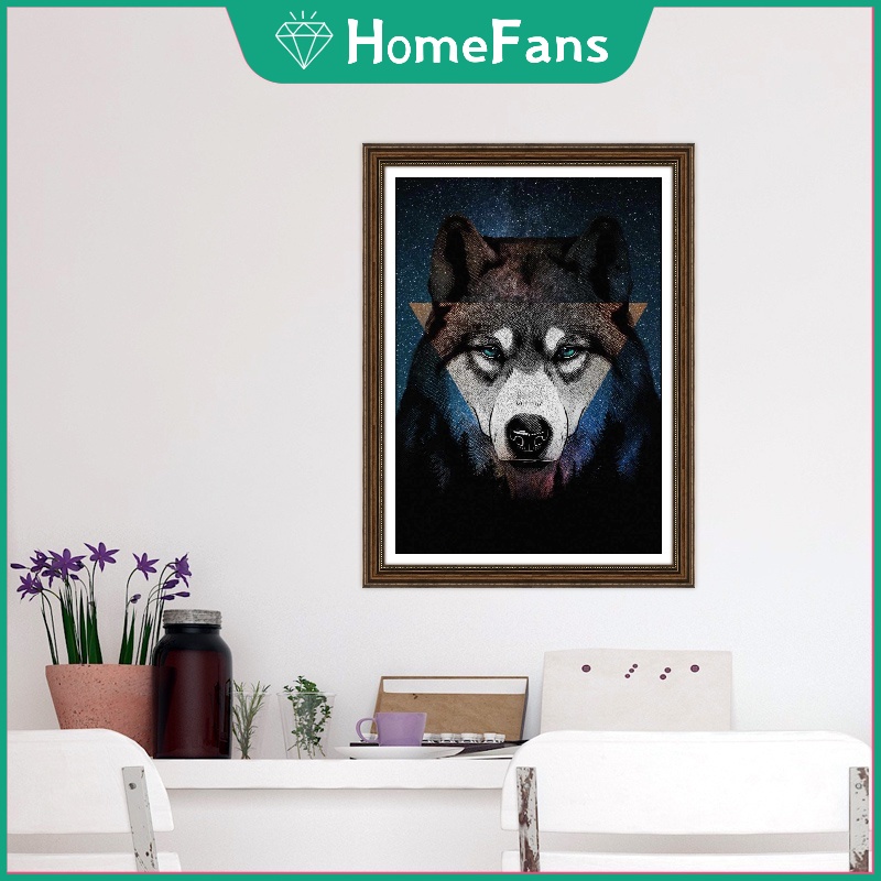 Bộ tranh đính đá 5D tự làm hình chú chó treo tường trang trí 30x40cm