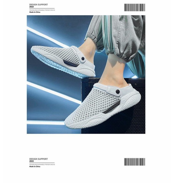 Dép Bít Mũi Đục Lỗ Thoáng Khí Khử Mùi Đế Mềm Chống Trượt Thời Trang Mùa Hè Cho Nam