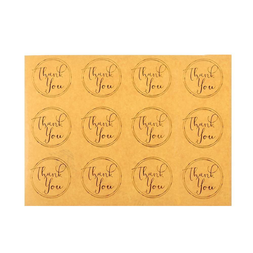 Set 60 / 120 Miếng Dán Tròn Màu Đồng Trong Suốt In Chữ Thank You Trang Trí Bánh Kem DIY