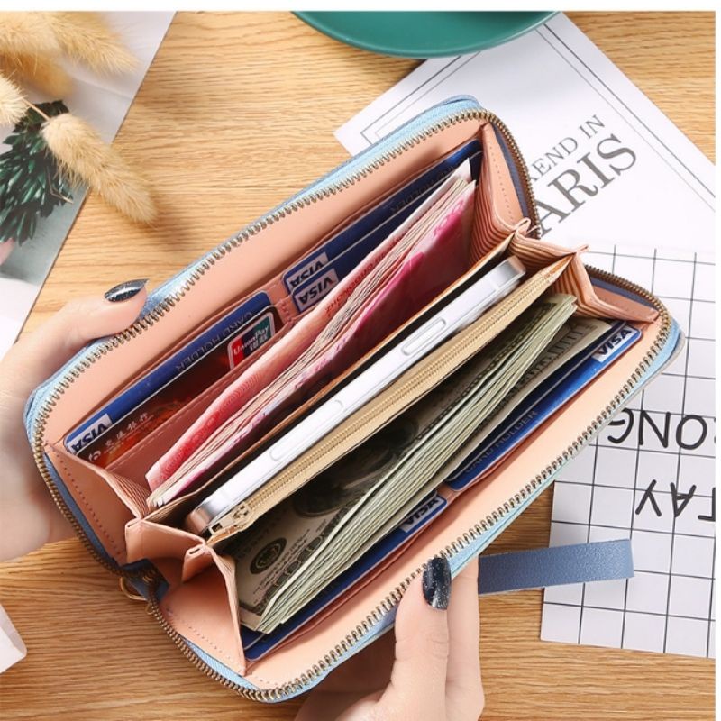 Ví nữ cầm tay dáng dài cao cấp giá rẻ nhiều ngăn thời trang thanh lịch đựng tiền da PU VD032