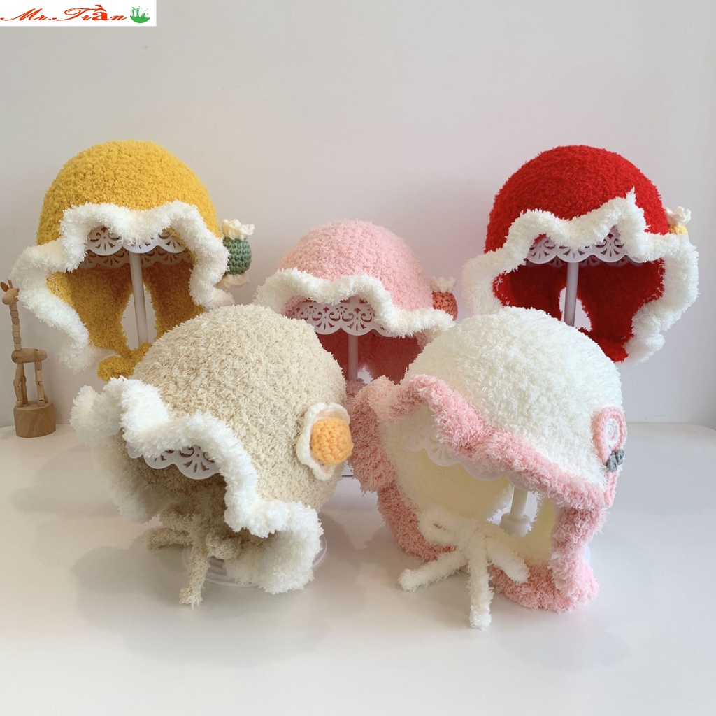 Mũ len ấm áp cho bé trai bé gái đội mùa đông lạnh giúp giữ ấm đầu mã hình Viên Kẹo phù hợp từ 5 tháng đến 2,5 tuôit