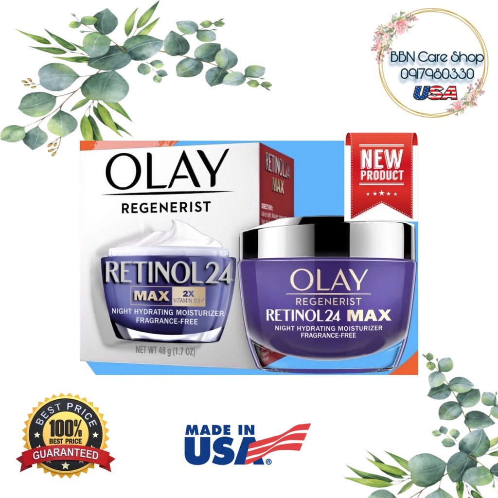 Kem dưỡng Olay Retinol 24 Max Night Hydrating Moisturizer Fragrance Free 48g - Kem chống lão hóa Olay