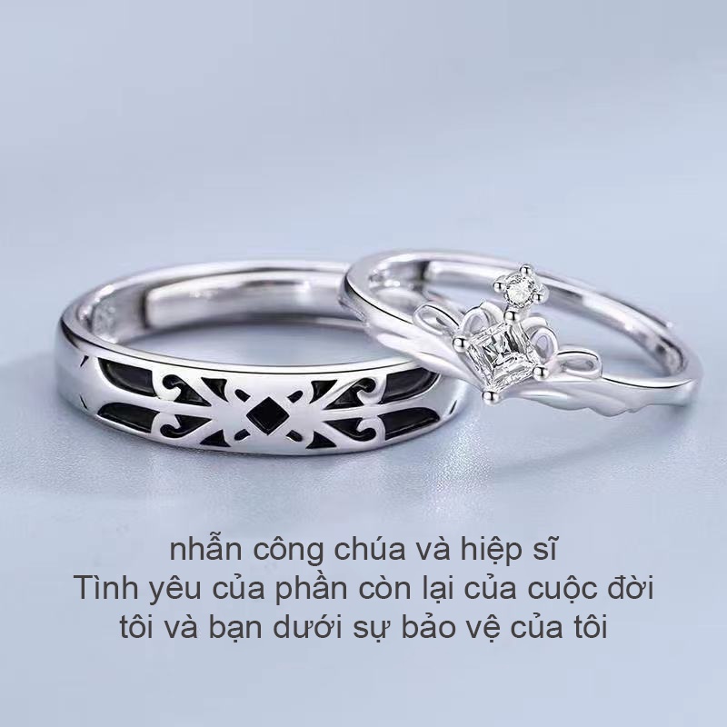 Nhẫn cặp đôi Công chúa Hiệp sĩ Thiết kế ban đầu Thời trang Vòng đơn giản Nhẫn cô gái Hoàng gia