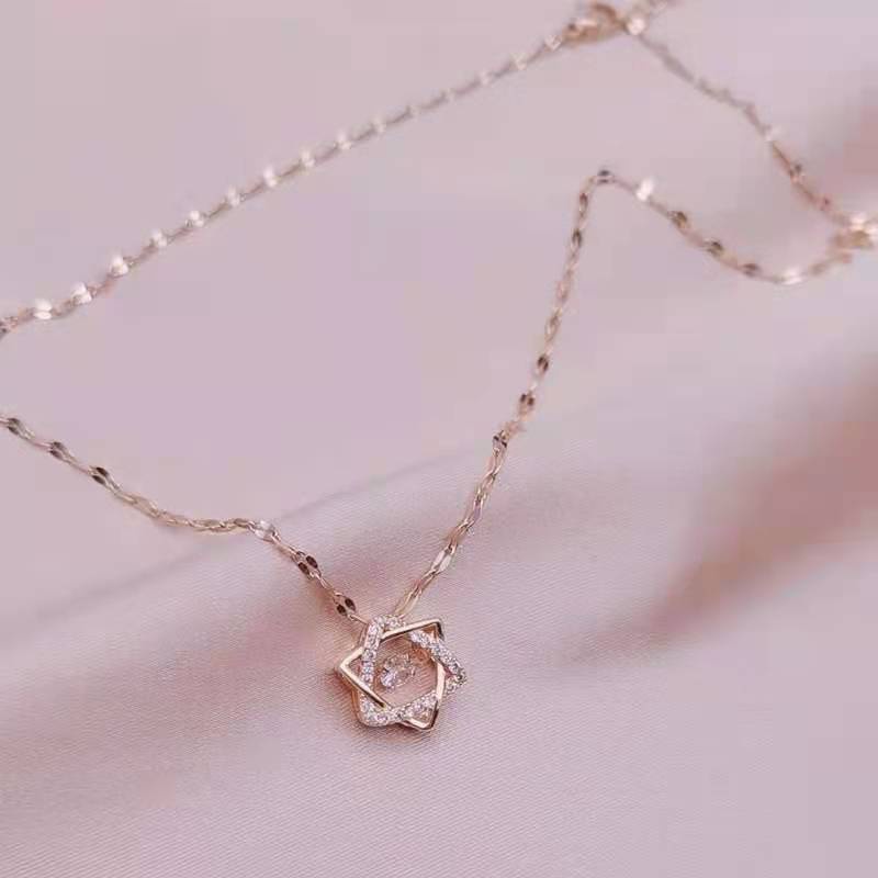 Dây Chuyền Mặt Hình Lục Giác Đính Đá Zircon Thông Minh Dễ Phối Đồ Thời Trang