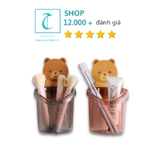 Cốc gấu dán tường để bàn chải đánh răng hình gấu có lỗ thoát nước tiện lợi
