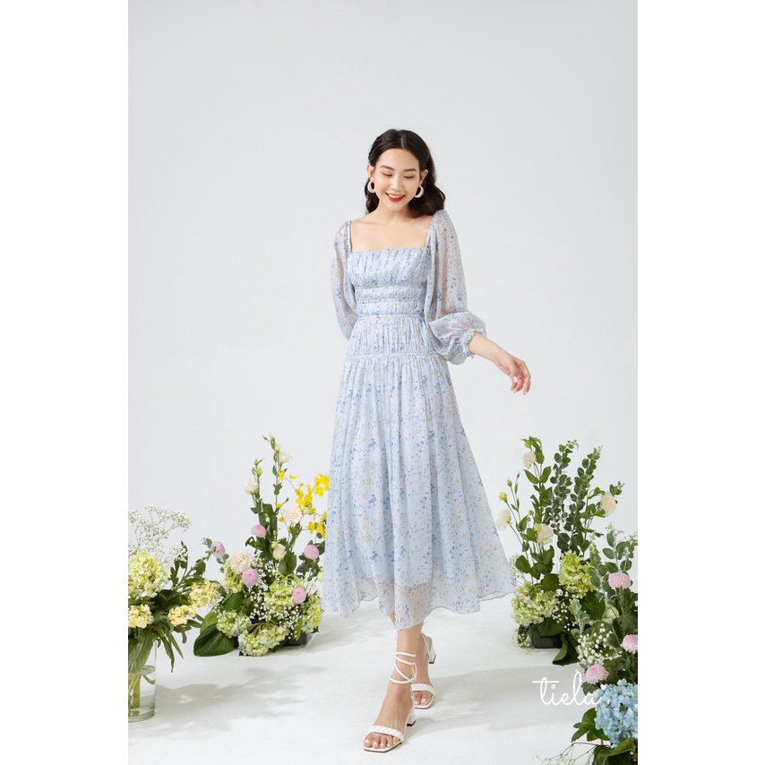 TIELA Đầm Váy hoa xanh tay dài - Vira Dress