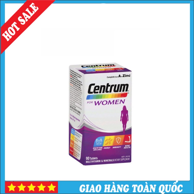 Centrum For Women Cung Cấp Multivitamin Và Khoáng Chất Hoàn Chỉnh Hỗ Trợ Tóc, Da Khỏe Mạnh, Tăng Cường Năng Lượng