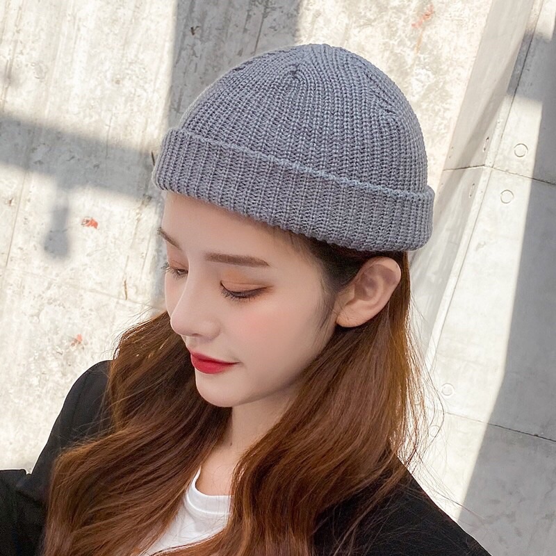 [ Mã LINHHTT01 giảm 10k]  Mũ len, mũ Beanie dệt kim dáng ngắn thiết kế đơn giản Unisex - TinyShop