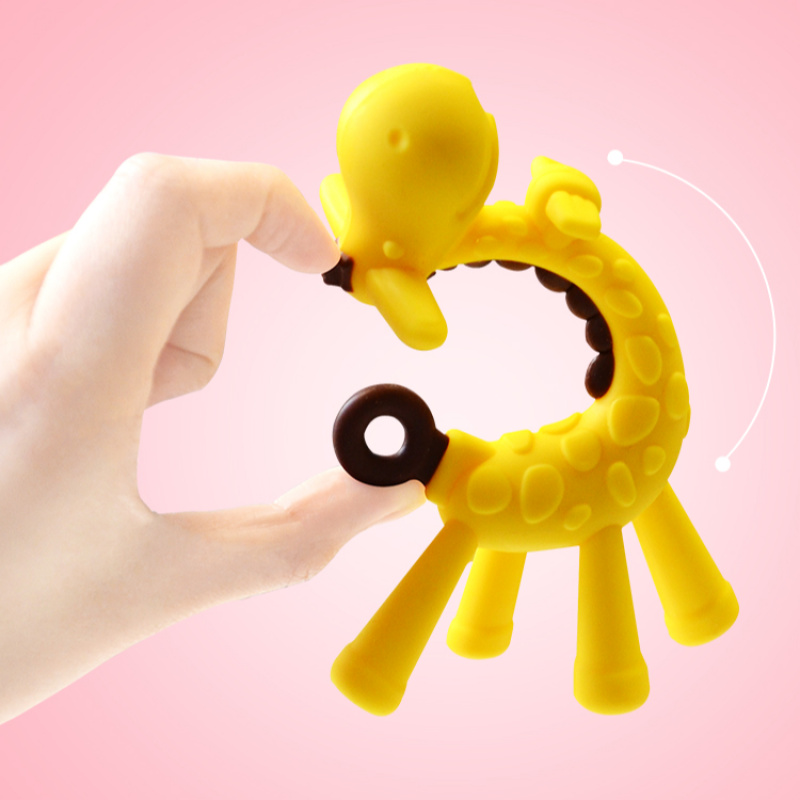 Đồ chơi gặm nướu hình hươu cao cổ bằng silicone dễ thương an toàn không độc hại cho bé