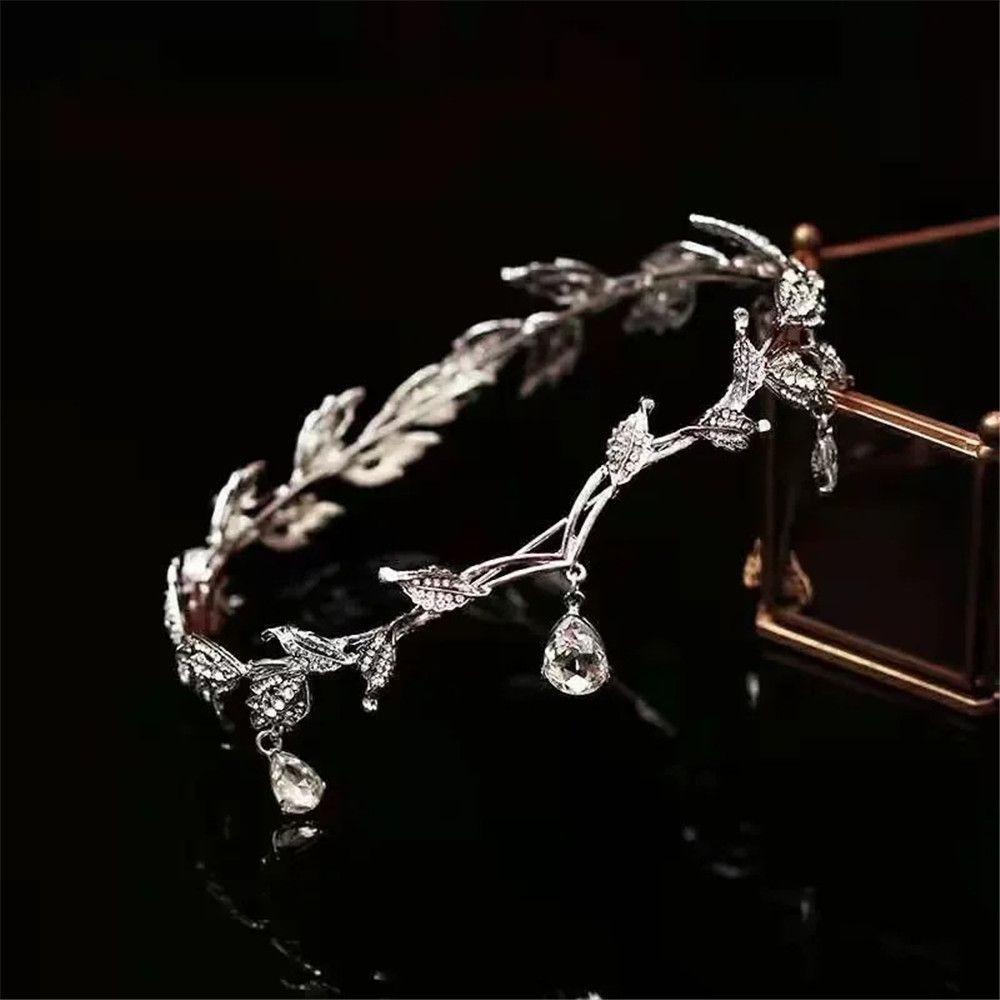 Vương Miện Đội Đầu Cô Dâu Đính Lá Cây Sang Trọng