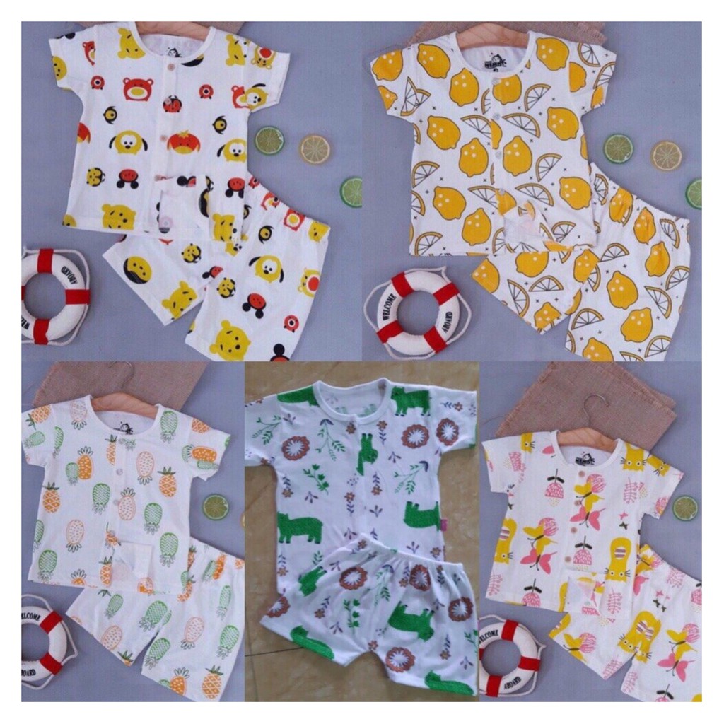 Quần áo trẻ em set 5 bộ cộc bé gái . 5_15kg