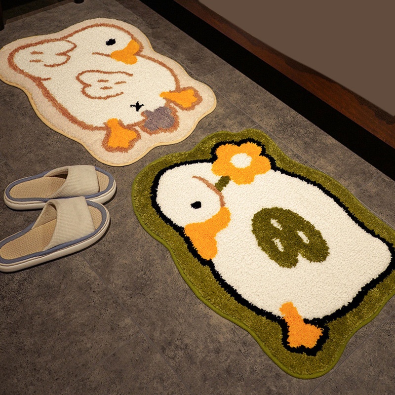 Thảm Bông Mềm Mịn Siêu Thấm Hút Chống Trượt In Họa Tiết Hoa / Ngỗng Hoạt Hình Sáng Tạo