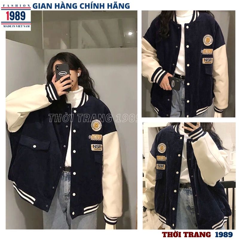 Áo bomber nhung tăm số 9 unisex nam nữ đều mặc được kiểu dáng thể thao bóng chày trẻ chung năng động -PHƯƠNG 1989