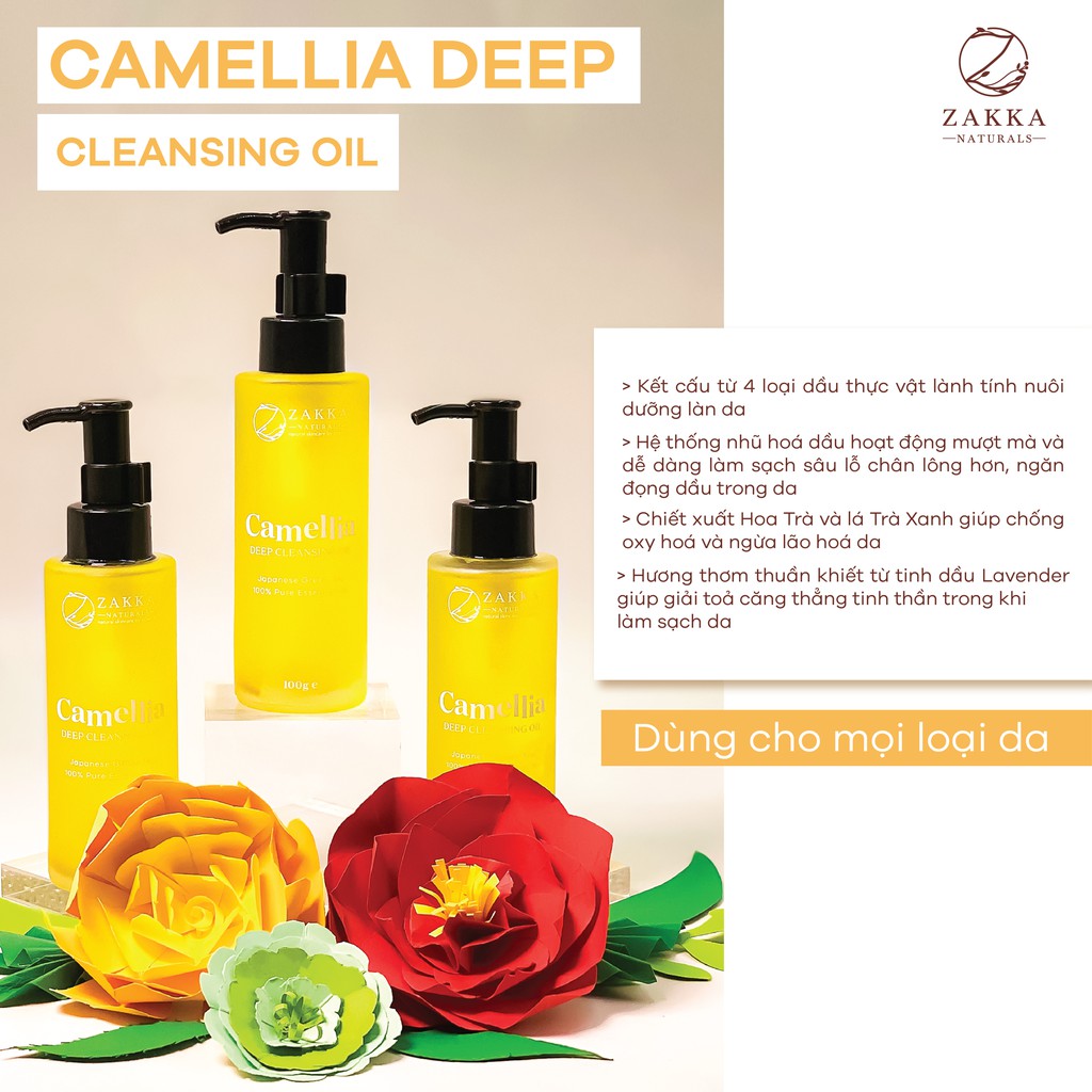 Dầu Tẩy Trang Zakka Naturals Làm Sạch Sâu, Dưỡng Ẩm, Chống Lão Hóa Camellia Deep Cleansing Oil 100g | BigBuy360 - bigbuy360.vn