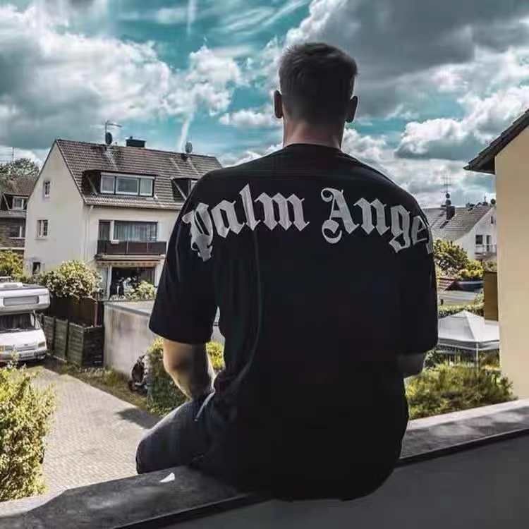 Palm Angels high street foam big word logo drop shoulder dolman sleeve loose casual couple short-sleeved T-shirt