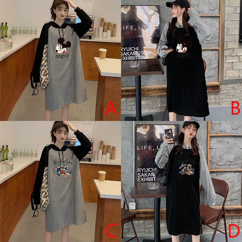 Váy hoodie tay dài in hình hoạt hình xinh xắn dễ thương | BigBuy360 - bigbuy360.vn