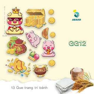 Que hoạt hình 12 con giáp trang trí bánh kem - Mẫu Con Heo