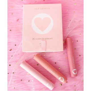 Full set 3 cây son herorange vỏ hồng phấn 3cx - slim lip gloss kit