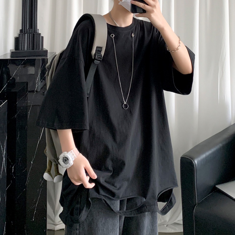 Áo Thun Nam Tay Lửng Dáng Rộng Phong Cách Hip Hop Hàn Quốc