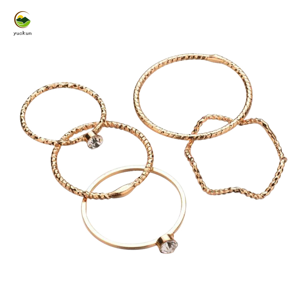 Set 5 Nhẫn Đốt Ngón Tay Đính Đá Pha Lê