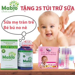 Combo 2 Hộp Lợi Sữa Mabio - Tặng Balo Bé hoặc 25 Túi Trữ Sữa - Giúp tăng số lượng, chất lượng sữa mẹ, con tăng cân tốt
