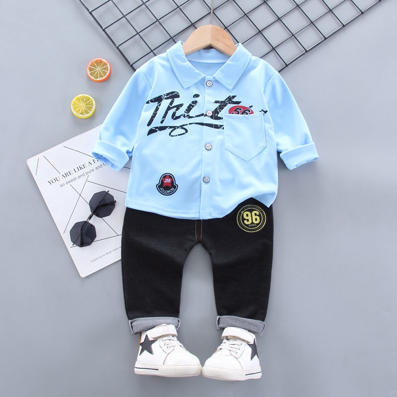 Set Đồ 2 Món Gồm Áo Tay Dài + Quần Dài Và Cà Vạt Thời Trang Hàn Quốc Cho Bé Trai