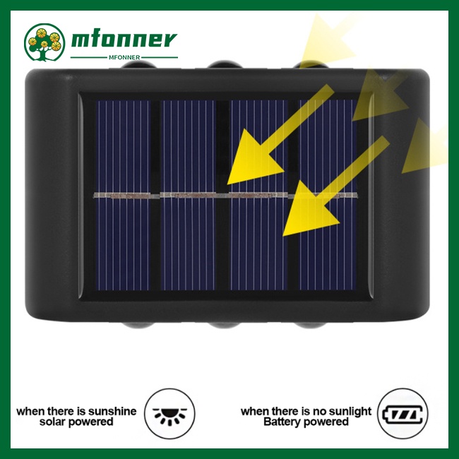 Bộ 2 Đèn Led Năng Lượng Mặt Trời Chống Nước Chiếu Sáng Lên Xuống Cho Sân Vườn/Ban Công Ngoài Trời
