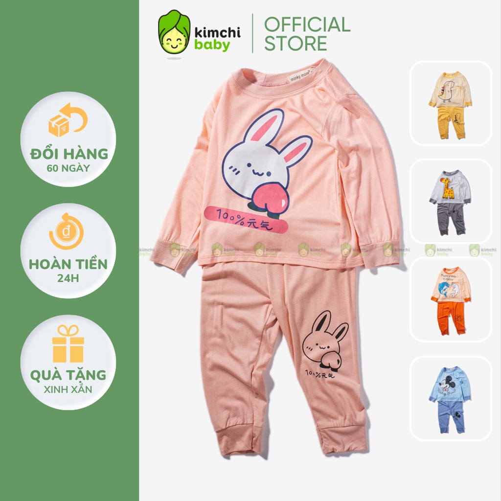 Bộ Thun Lạnh Dài Tay Cho Bé Gái, Bé Trai Minky Mom Hoạ Tiết Cá Heo Viền Cổ, Bộ Quần Áo Cho Bé Mặc Nhà MKMTD2215