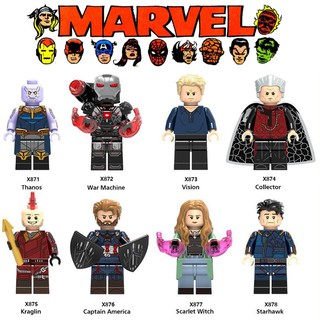 Marvel Mô Hình Lắp Ráp Lego Nhân Vật Captain America /Kraglin /Starhawk /Vision / Scarlet Phù Thủy /Thanos