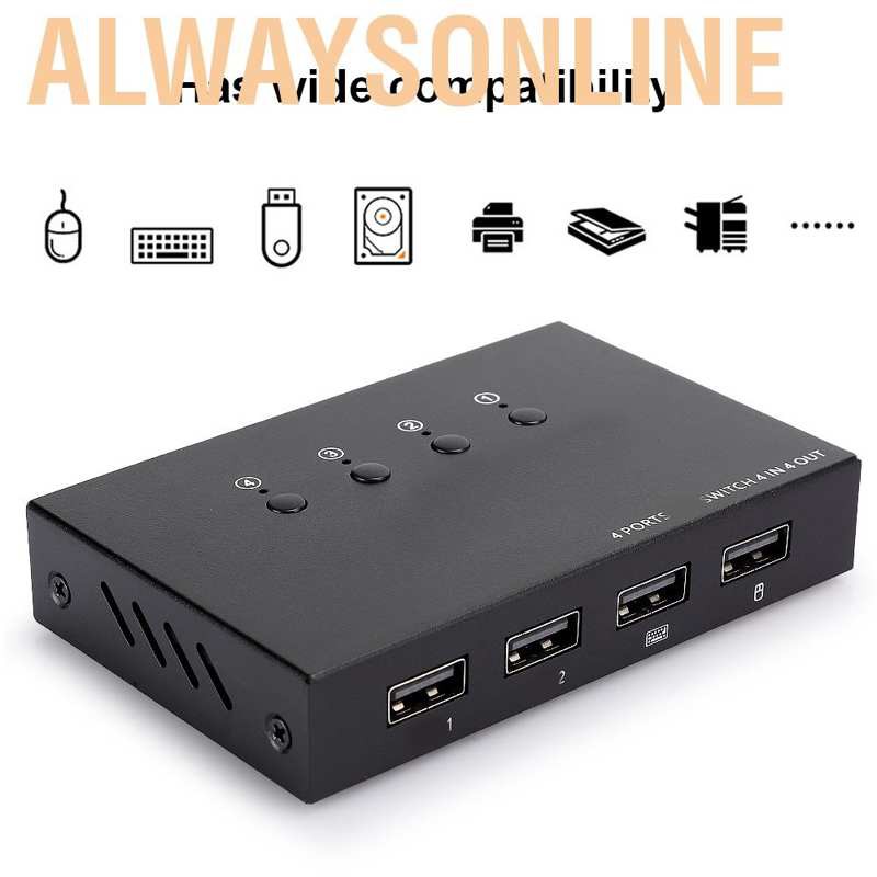 Bộ Chia 4 Cổng Hdmi 404k Usb2.0 Cho Bàn Phím Máy In